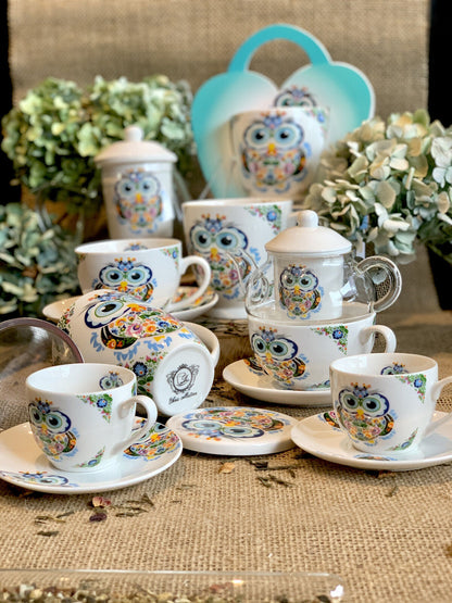 DUO ETNO Jumbobecher 480 ml OWL mit Fuß, New Bone China Porzellan – Bild 4