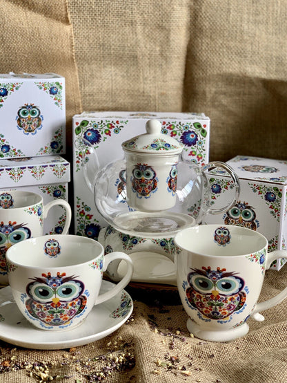 DUO ETNO Jumbobecher 480 ml OWL mit Fuß, New Bone China Porzellan – Bild 6