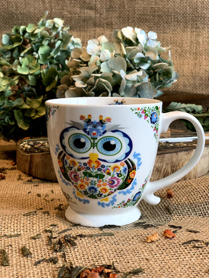 DUO ETNO Jumbobecher 480 ml OWL mit Fuß, New Bone China Porzellan – Bild 9