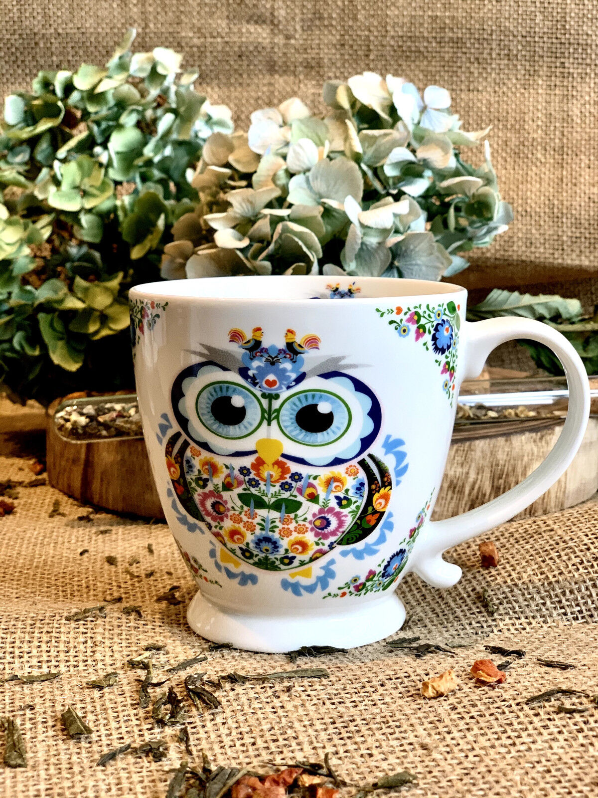 DUO ETNO Jumbobecher 480 ml OWL mit Fuß, New Bone China Porzellan – Bild 10