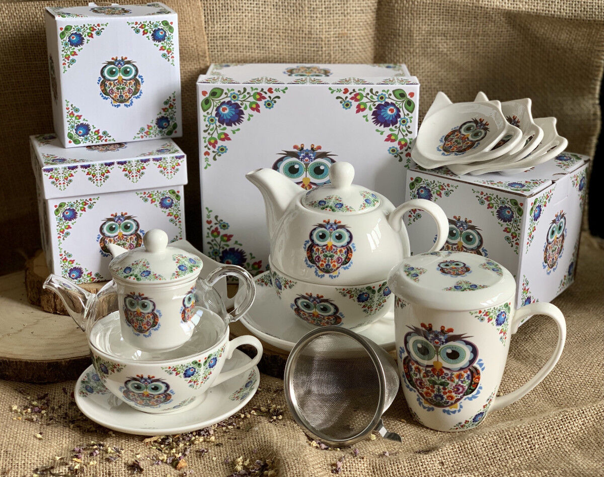 DUO ETNO 4er-Set Teebeutelhalter OWL New Bone China Porzellan – Bild 5