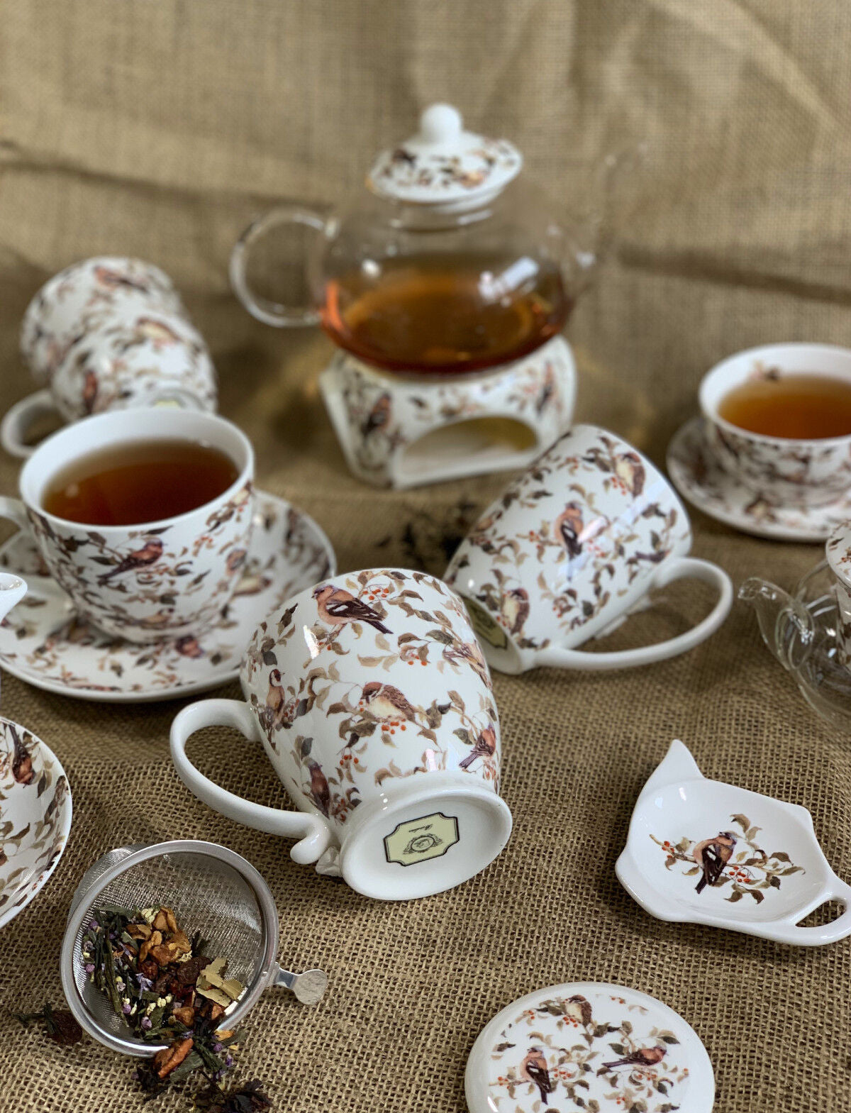 DUO ANIMALS Becher 380 ml BIRDIES mit Teesieb, New Bone China Porzellan – Bild 7