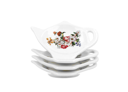 DUO FLORAL 4er-Set Teebeutelhalter VINTAGE FLOWERS WHITE New Bone China Porzellan – Bild 2