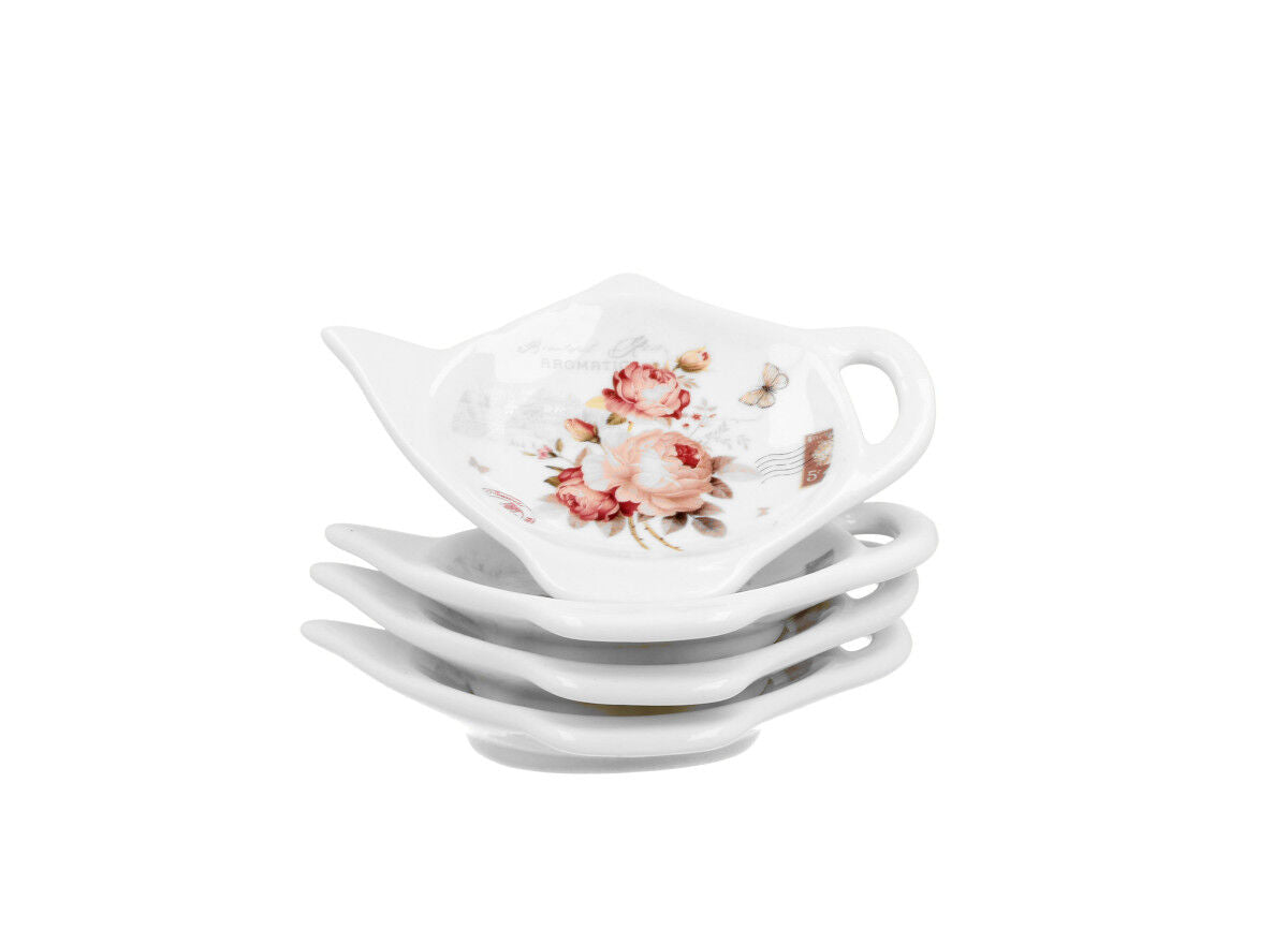DUO FLORAL 4er-Set Teebeutelhalter SECESSION New Bone China Porzellan – Bild 2
