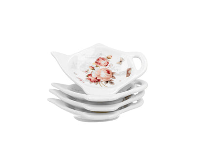 DUO FLORAL 4er-Set Teebeutelhalter SECESSION New Bone China Porzellan – Bild 2