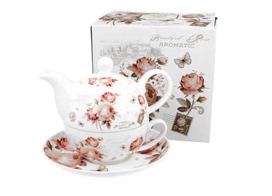 DUO FLORAL Tasse mit Teekanne SECESSION New Bone China Porzellan