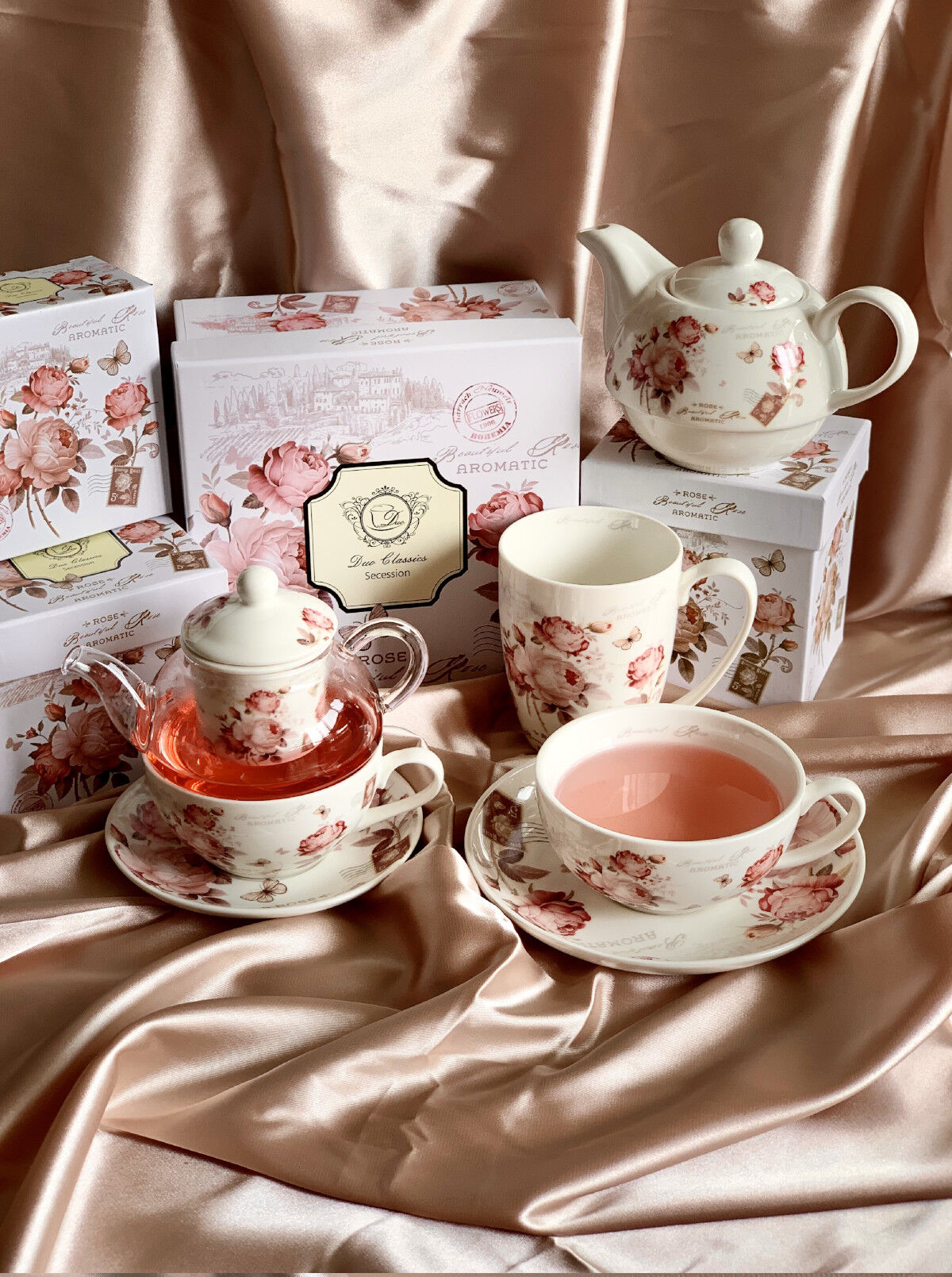 DUO FLORAL Tasse mit Teekanne SECESSION New Bone China Porzellan – Bild 6