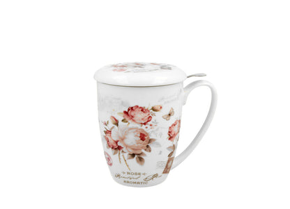 DUO FLORAL Becher 380 ml SECESSION mit Teesieb, New Bone China Porzellan – Bild 3