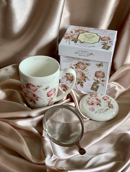 DUO FLORAL Becher 380 ml SECESSION mit Teesieb, New Bone China Porzellan – Bild 6