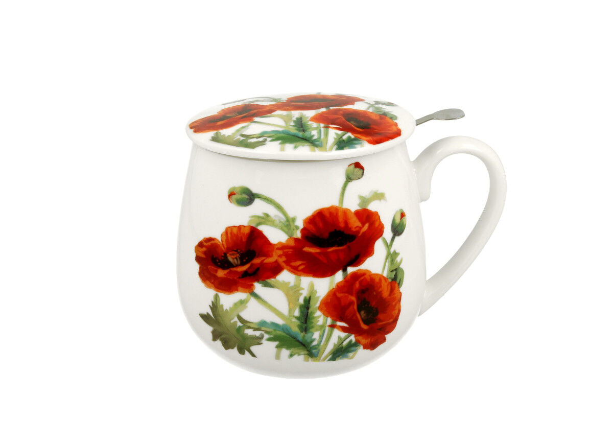 DUO FLORAL Fassbecher 430 ml CLASSIC POPPIES mit Teesieb, New Bone China Porzellan – Bild 2