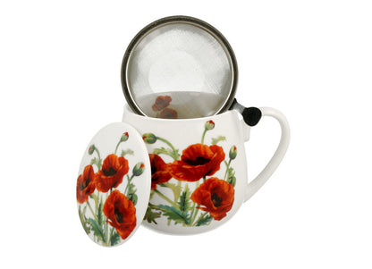 DUO FLORAL Fassbecher 430 ml CLASSIC POPPIES mit Teesieb, New Bone China Porzellan – Bild 4