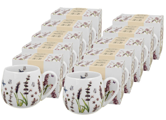10er SET DUO FLORAL Fassbecher 430 ml CLASSIC LAVENDER New Bone China Porzellan