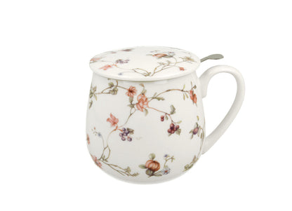 10er SET DUO FLORAL Fassbecher 430 ml SAFA mit Teesieb, New Bone China Porzellan – Bild 3