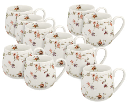 10er SET DUO FLORAL Fassbecher 430 ml SAFA New Bone China Porzellan