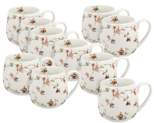 10er SET DUO FLORAL Fassbecher 430 ml SAFA New Bone China Porzellan