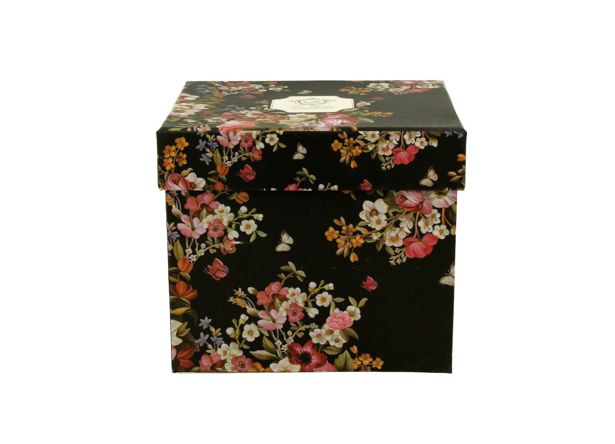 DUO FLORAL Fassbecher 430 ml VINTAGE FLOWERS BLACK mit Teesieb, New Bone China Porzellan – Bild 3