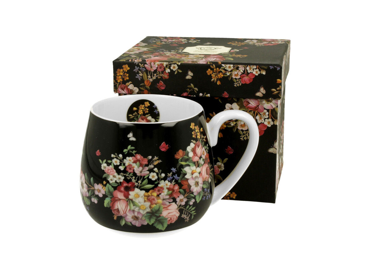 10er SET DUO FLORAL Fassbecher 430 ml VINTAGE FLOWERS BLACK New Bone China Porzellan – Bild 3