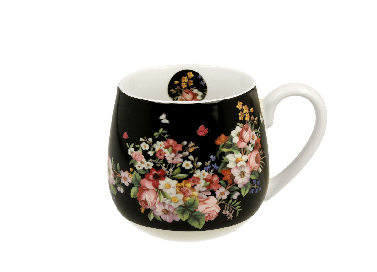 DUO FLORAL Fassbecher 430 ml VINTAGE FLOWERS BLACK New Bone China Porzellan – Bild 2