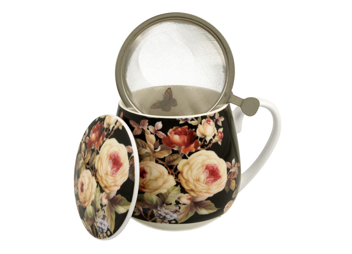 DUO FLORAL Fassbecher 430 ml WARDA mit Teesieb, New Bone China Porzellan – Bild 3