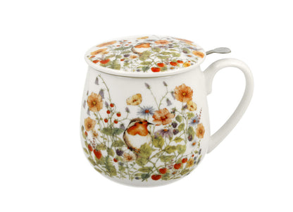 DUO FLORAL Fassbecher 430 ml WILD BIRD mit Teesieb, New Bone China Porzellan – Bild 2