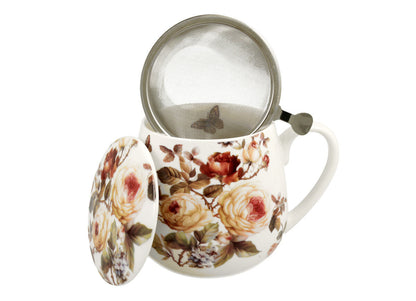 DUO FLORAL Fassbecher 430 ml ZAHRA mit Teesieb, New Bone China Porzellan – Bild 3