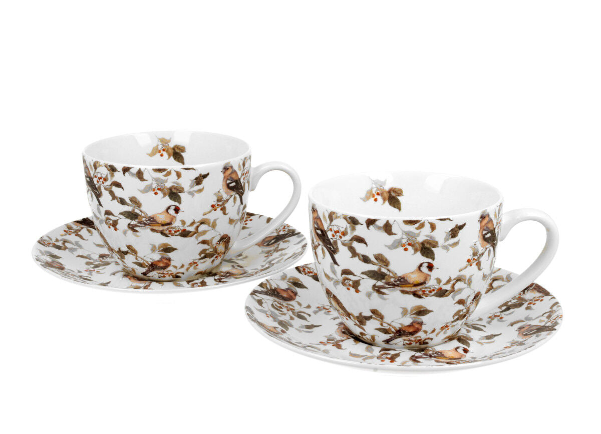 DUO ANIMALS 2er-Set Tassen 280 ml BIRDIES mit Untertassen, New Bone China Porzellan – Bild 2