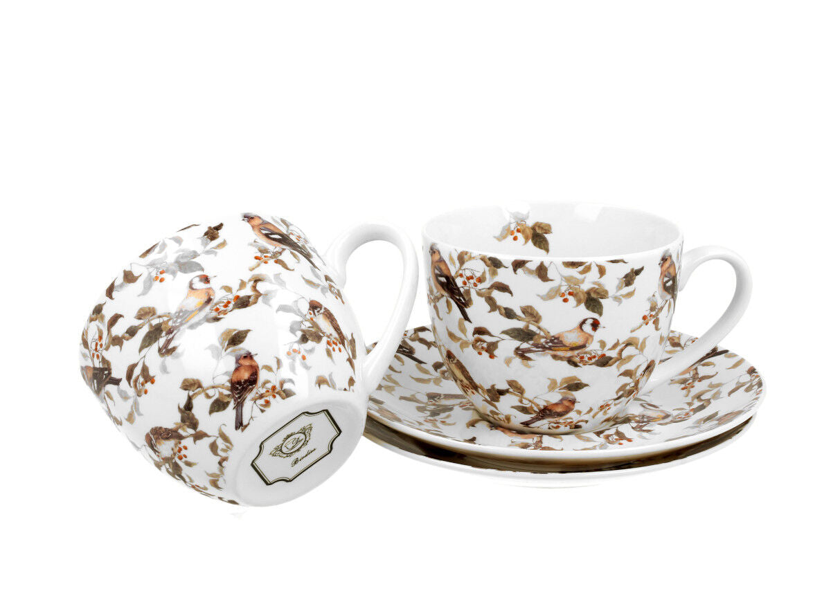 DUO ANIMALS 2er-Set Tassen 280 ml BIRDIES mit Untertassen, New Bone China Porzellan – Bild 3