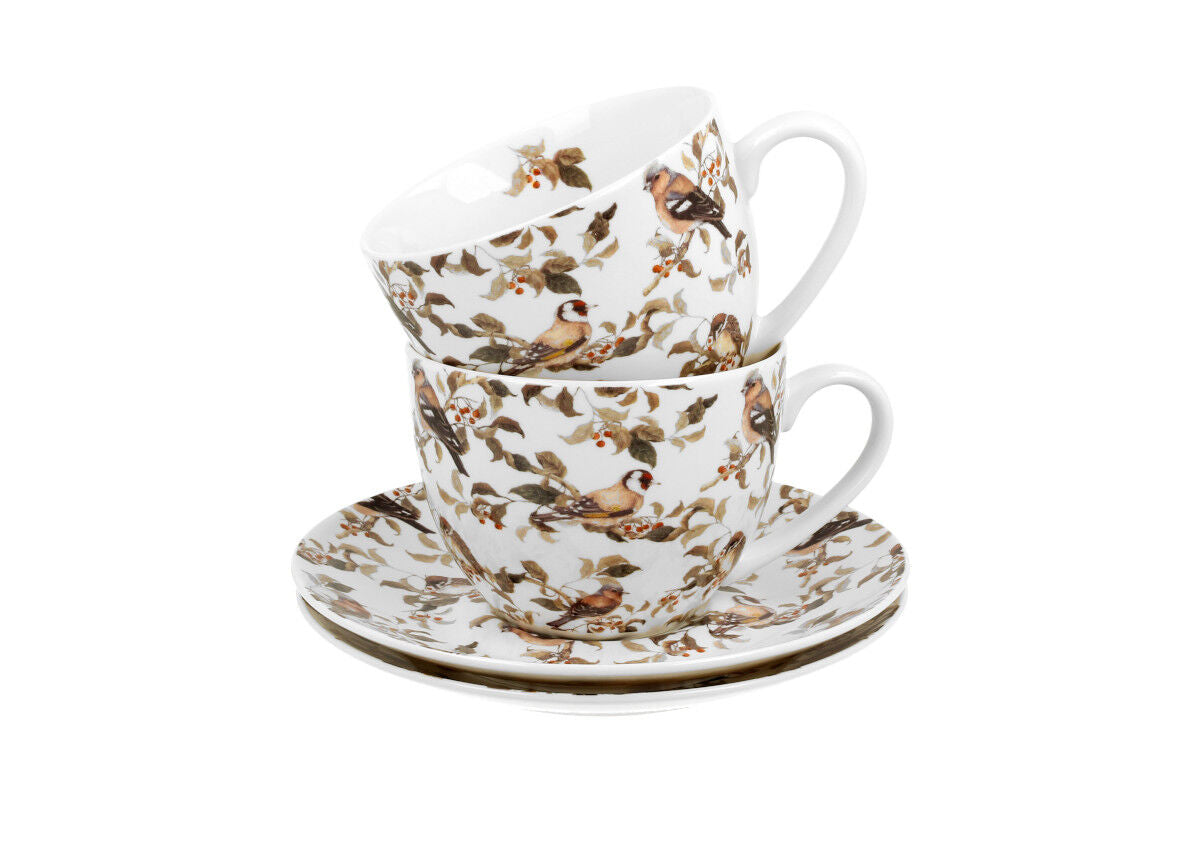 DUO ANIMALS 2er-Set Tassen 280 ml BIRDIES mit Untertassen, New Bone China Porzellan – Bild 4