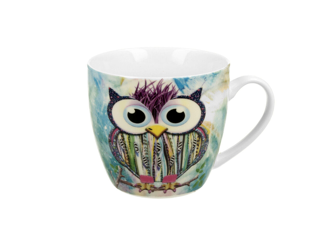 DUO ANIMALS Becher 460 ml FUNKY OWL in Tragetasche, New Bone China Porzellan