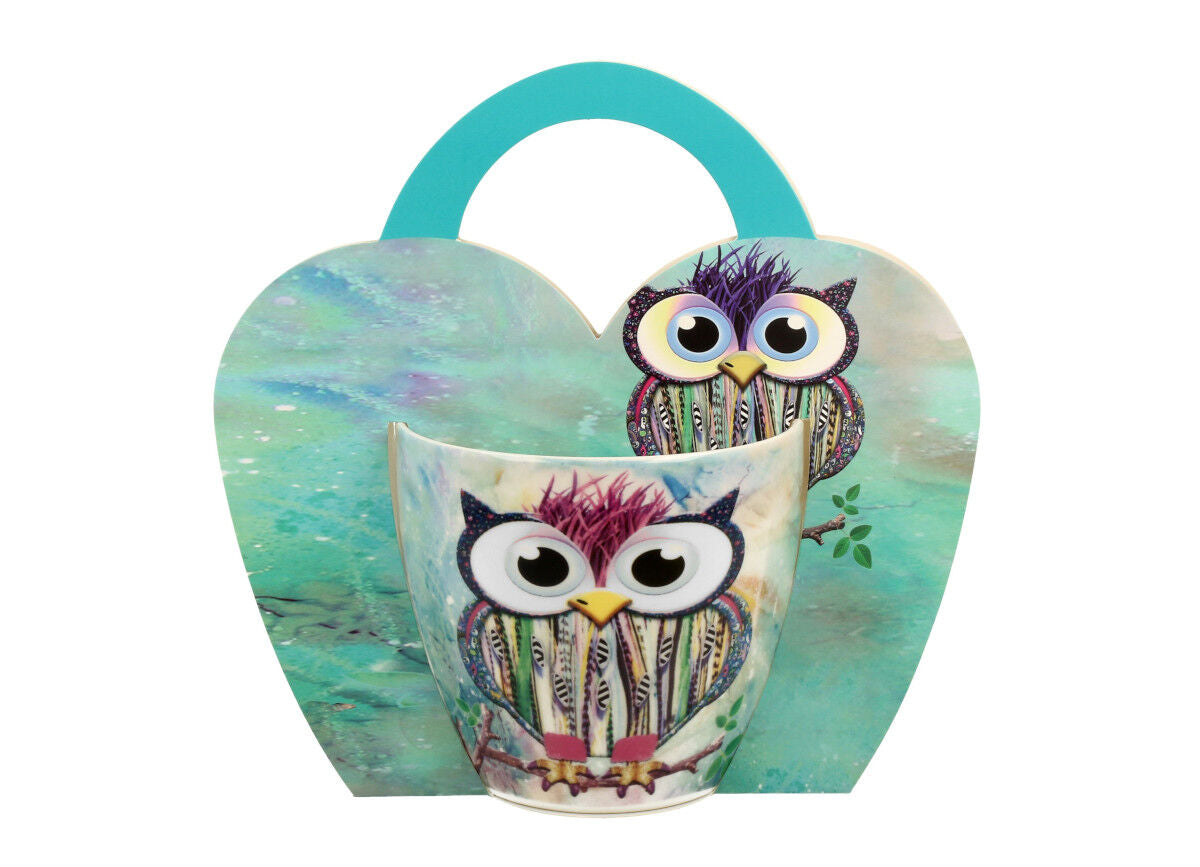DUO ANIMALS Becher 460 ml FUNKY OWL in Tragetasche, New Bone China Porzellan – Bild 2