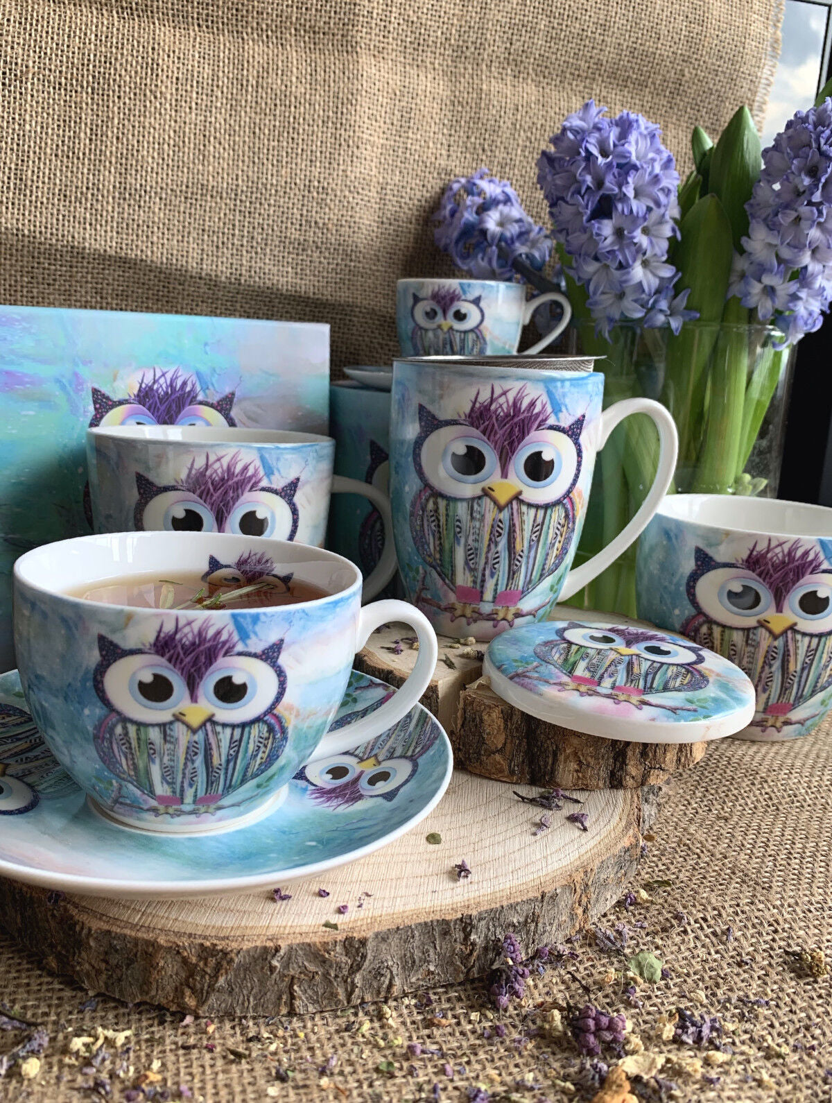 10er SET DUO ANIMALS Becher 460 ml FUNKY OWL in Tragetasche, New Bone China Porzellan – Bild 6