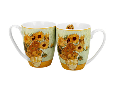 DUO ART GALLERY 2er-Set Becher 380 ml SUNFLOWERS New Bone China Porzellan – Bild 2