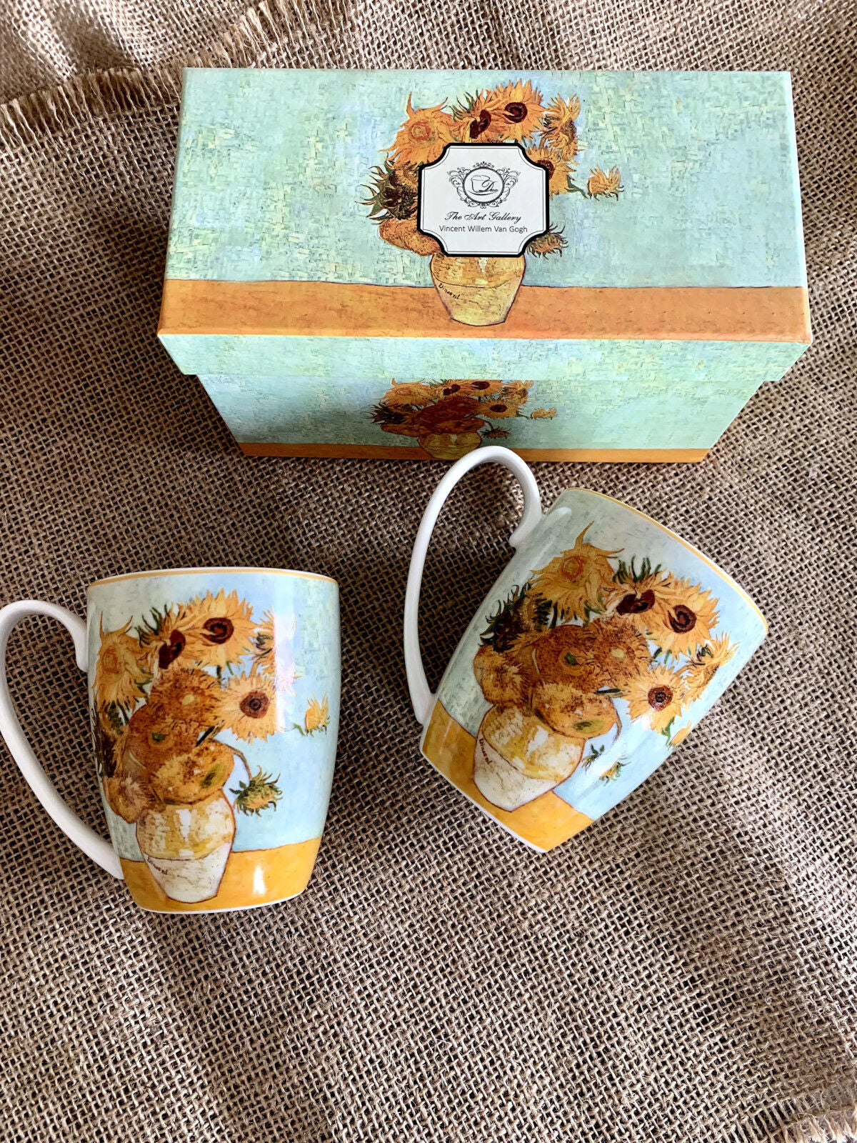 DUO ART GALLERY 2er-Set Becher 380 ml SUNFLOWERS New Bone China Porzellan – Bild 9