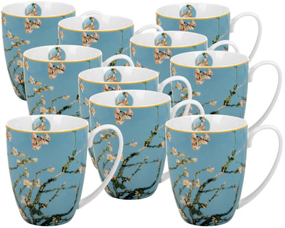10er SET DUO ART GALLERY Klassischer Becher 380 ml ALMOND BLOSSOM New Bone China Porzellan