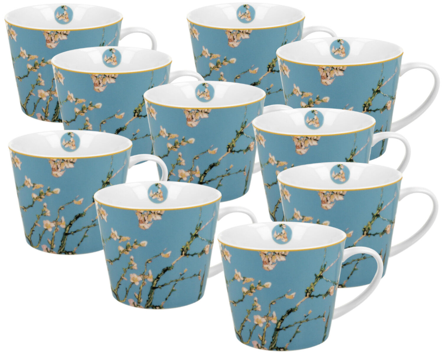 10er SET DUO ART GALLERY Jumbobecher 610 ml ALMOND BLOSSOM New Bone China Porzellan