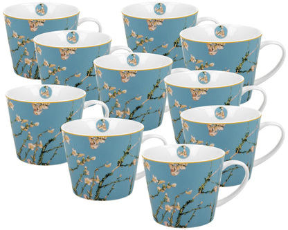 10er SET DUO ART GALLERY Jumbobecher 610 ml ALMOND BLOSSOM New Bone China Porzellan