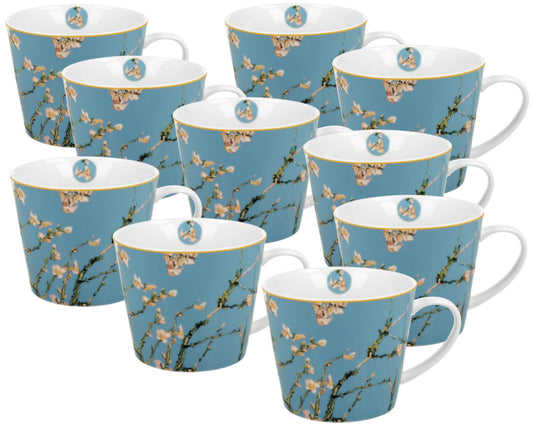 10er SET DUO ART GALLERY Jumbobecher 610 ml ALMOND BLOSSOM New Bone China Porzellan