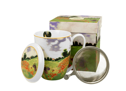 10er SET DUO ART GALLERY Becher 380 ml POPPY FIELD mit Teesieb, New Bone China Porzellan – Bild 4