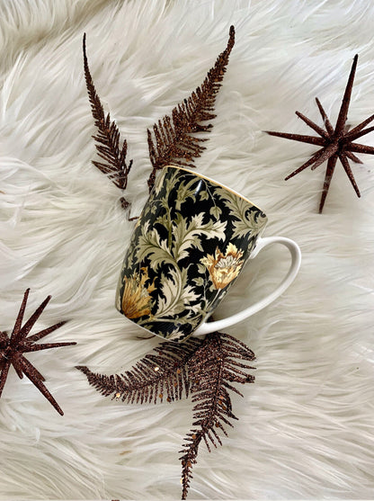 DUO ART GALLERY klassischer Becher 360 ml CHRYSANTHEMUM New Bone China Porzellan – Bild 4