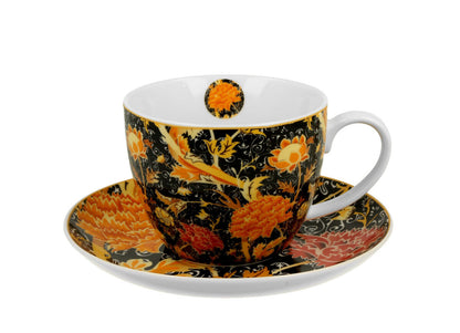 DUO ART GALLERY Jumbobecher 470 ml CRAY FLORAL mit Untertasse, New Bone China Porzellan – Bild 2