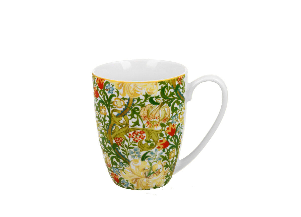 DUO ART GALLERY klassischer Becher 360 ml GOLDEN LILLY New Bone China Porzellan – Bild 2