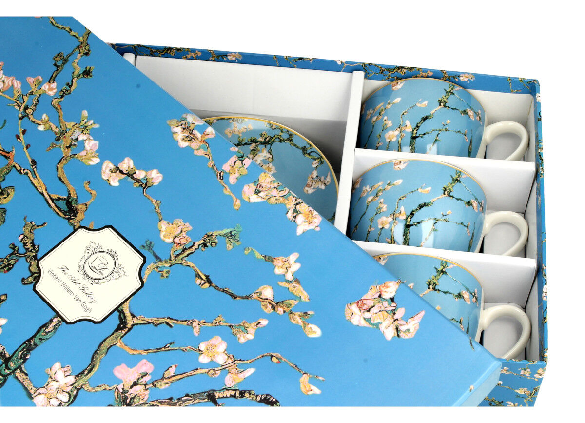 DUO ART GALLERY 6er-Set Tassen 220 ml ALMOND BLOSSOM mit Untertassen, New Bone China Porzellan – Bild 3