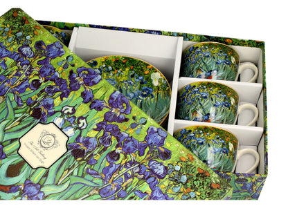 DUO ART GALLERY 6er-Set Tassen 220 ml IRISES mit Untertassen, New Bone China Porzellan – Bild 3