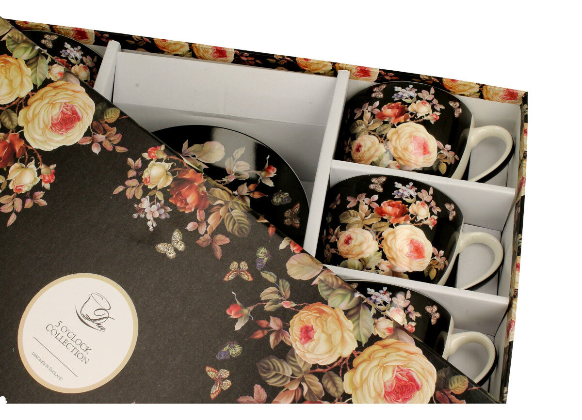 DUO FLORAL 6er-Set Tassen 220 ml WARDA mit Untertassen, New Bone China Porzellan – Bild 3