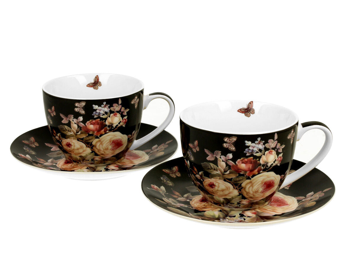 DUO FLORAL 2er-Set Tassen 280 ml WARDA mit Untertassen, New Bone China Porzellan – Bild 2