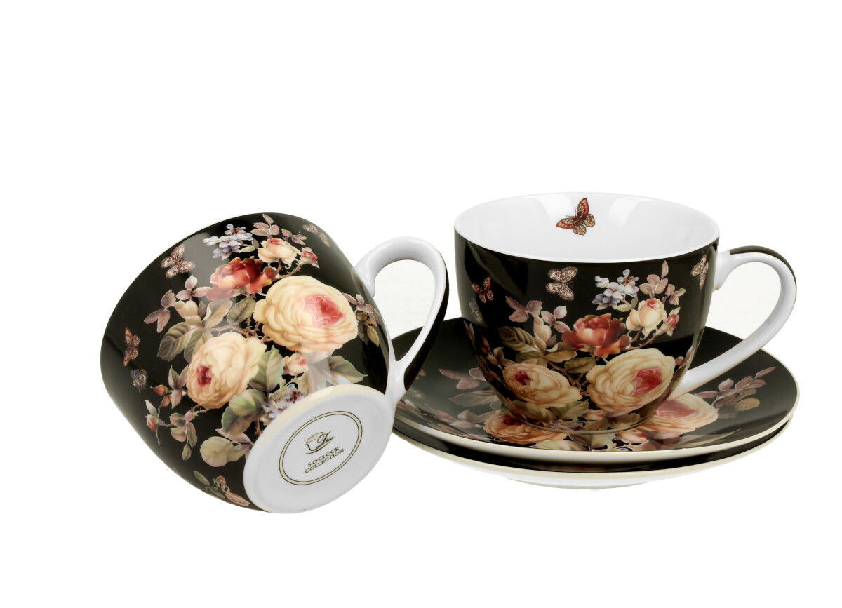 DUO FLORAL 2er-Set Tassen 280 ml WARDA mit Untertassen, New Bone China Porzellan – Bild 3