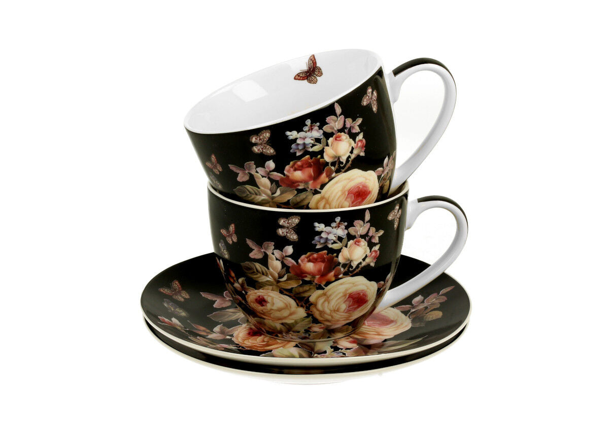 DUO FLORAL 2er-Set Tassen 280 ml WARDA mit Untertassen, New Bone China Porzellan – Bild 4
