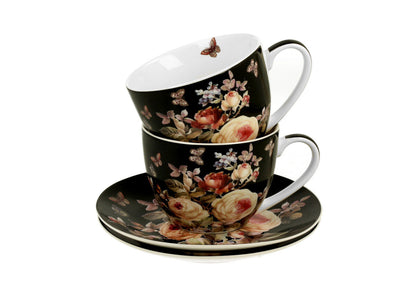 DUO FLORAL 2er-Set Tassen 280 ml WARDA mit Untertassen, New Bone China Porzellan – Bild 4