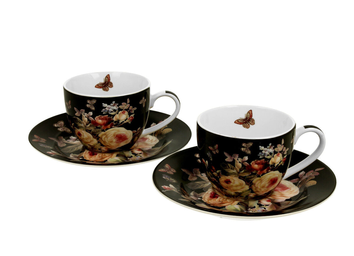 DUO FLORAL 2er-Set Espressotassen 90 ml WARDA mit Untertassen, New Bone China Porzellan – Bild 2