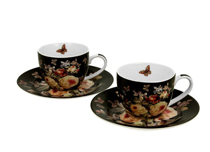 DUO FLORAL 2er-Set Espressotassen 90 ml WARDA mit Untertassen, New Bone China Porzellan – Bild 2